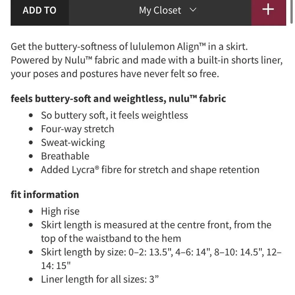 Lululemon Align High-Rise Skirt Crater Blue
